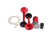 New Red Dual Trumpet Air Horn 12 Volt 135dB for Car Truck RV Train Boat Motorcycle