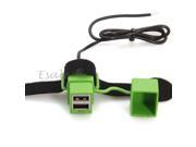 New Motorcycle Waterproof Dual Port Socket Cellphone Sticker Micro USB Cable Green