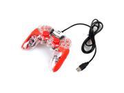 Transparent USB PC Wired Game Controller Double Vibration Shock Joystick Joypad Red