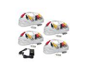 VideoSecu 4 x 100ft Security Camera White Cords BNC RCA Audio Video Power Cables CCTV DVR Wires with 1 of 4 Channel 12V DC 2000mA Power Supply MH5