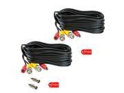 2 x 25 Ft CCTV Security Camera Siamese Video Power Cable Free BNC RCA Connector