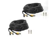 2 X 100 ft BNC CCTV Video Power Cable CCD Security Camera DVR Surveillance Wire