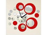 Mirror watch fashion personality stereo metope adornment wall paper sticker used in double color red round wall clock Z053