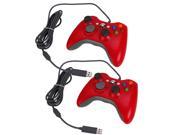 2xWired USB Game Pad Controller For Microsoft Xbox 360 Red