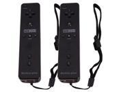 2x Black Remote Controller Built in Motion Plus For Nintendo Wii