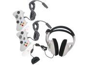 2X White Portable USB Wired Game Controller Big Headset with Mic for Xbox 360