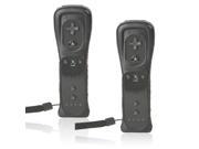 2pcs Wireless Remote Controller with Silicone Case for Nintendo Wii Game Black