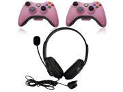 2 * Pink Wireless Game Remote Controller Big Headset Headphone for XBox 360