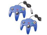 2X Long Game Controllers For Nintendo 64 N64 Blue