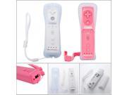 2Pcs Built in Motion Plus Remote Controller Case for Nintendo Wii White Pink
