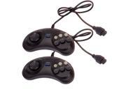 2x 6 Button Game Controller for Sega Genesis Black