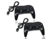 2 Classic Controller Pro For Nintendo Wii Game Remote Black