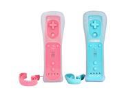 2X Built in Motion Plus Remote Wireless Controller for Wii Light Blue Pink