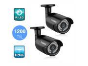 New 2X 1200TVL IP66 Outdoor CCTV DVR Security 36 IR Camera Night Vision Color System