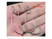 Lot 100pcs Worm Hook Jig Big Fishing Hooks Black High Carbon Steel Fishook 2 0 3 0