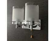 Modern Silver Chrome Indoor E27 Double Head with Switch Wall Light Lamp Lights Fittings Living Room Bathroom Hallway Porch Fixture