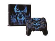 PVC Skin Sticker Decal For PS4 PlayStation 4 Console Controller Cover Blue Skull