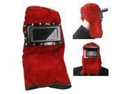 Red Leather Welder Welding Helmet Mask Foldable Grinding Overhead Protection Tool