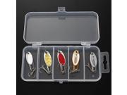 5 Fishing Metal Spoons Lures Treble Hook Tackle Box Kit Spinner Bait Bass 7g 10g