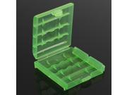 Semitransparent Hard Plastic Case Holder Storage Box 4xAA Rechargeable Battery Green
