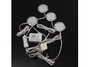 Set of 4 LED 12 SMD 3528 LED Under Cabinet Shelf Light Lamp Bulb Lighting Kit Home Kitchen 4W 110V 240V Warm White