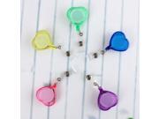 5PCS Heart Shape Easy To buckle Telescopic Buckle Card Pull Buckle Retractable Clip Key Chain Multi Color For Hanging Work Card Label Key