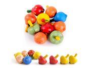 Classic Educational Wooden Toy Fruit Gyro Spinning Peg Top Spinner Party Gift