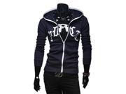 Kmfeil Men Long Sleeve Front Zipper Hoodies Winter Slimming Coat