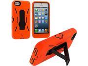 Orange Black Hybrid Heavy Duty Hard Soft Case Cover with Stand for Apple iPhone 5 5S