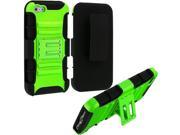 Black Green Hybrid Heavy Duty Hard Soft Case Cover with Holster for Apple iPhone 5 5S