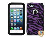 Apple iPhone 5S 5 Black Zebra Skin Purple Black TUFF eNUFF Hybrid Case Cover