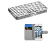Apple iPhone 5S 5 Silver Diamonds Book Style MyJacket Wallet Case Cover