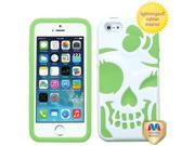 Apple iPhone 5S 5 Ivory White Lightning Electric Green Skullcap Hybrid Case Cover