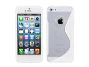 Apple iPhone 5S 5 Transparent Clear Solid White S Shape Gummy Case Cover
