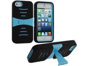 Black Baby Blue Hybrid Hard Silicone Case Cover with Stand for Apple iPhone 5 5S