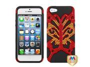 Apple iPhone 5S 5 Solid Red Black Butterflykiss Hybrid Case Cover with Diamonds