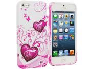Pink Heart on White TPU Design Soft Case Cover for Apple iPhone 5 5S