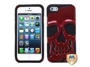 Apple iPhone 5S 5 Solid Red Black Skullcap Hybrid Protector Case Cover
