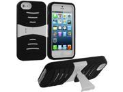 Black White Hybrid Hard Silicone Case Cover with Stand for Apple iPhone 5 5S