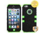 Apple iPhone 5S 5 Black Diamante Electric Green TUFF Hybrid Case Cover