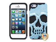 Apple iPhone 5S 5 Baby Blue Plating Matte Wrinkle Black Skullcap Hybrid Case Cover