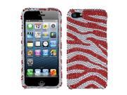 Apple iPhone 5S 5 Zebra Skin Silver Red Diamante Protector Case Cover