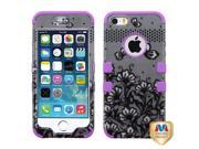 Apple iPhone 5S 5 Black Lace Flowers Electric Purple TUFF Hybrid Case Cover