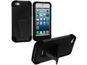 Black Black Hybrid Hard Silicone Case Cover with Stand for Apple iPhone 5 5S