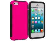 Black Hot Pink Hybrid Hard TPU Shockproof Case Cover With Built in Screen Protector for Apple iPhone 5 5S