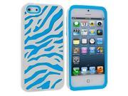 Baby Blue White Hybrid Zebra Hard Soft Case Cover for Apple iPhone 5 5S