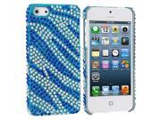 Blue Silver Zebra Bling Rhinestone Case Cover for Apple iPhone 5 5S