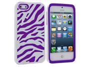 Purple White Hybrid Zebra Hard Soft Case Cover for Apple iPhone 5 5S