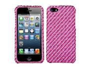 Apple iPhone 5S 5 Stripe Pink Hot Pink Diamante Phone Protector Case Cover