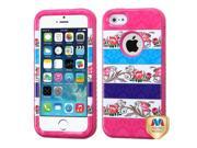 Apple iPhone 5S 5 Stripes Damask Flower Hot Pink VERGE Hybrid Case Cover